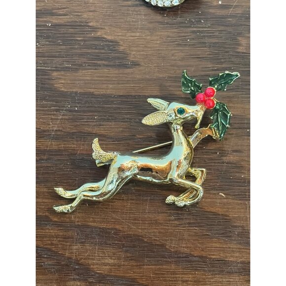 Lot Of 7 Christmas Themed Brooch Pins & a Necklace Pendant Set - Picture 4 of 9